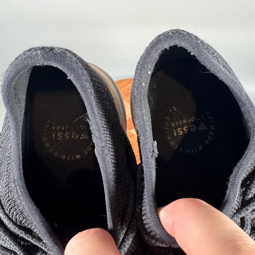 Vessi Everyday Sneaker Womens 7 Black White Waterproof Knit Slip On Shoes - Picture 7 of 7
